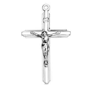1 1/2-inch Sterling Silver Crucifix with 24-inch Chain