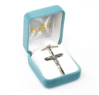 1 1/2-inch Sterling Silver Crucifix with 24-inch Chain