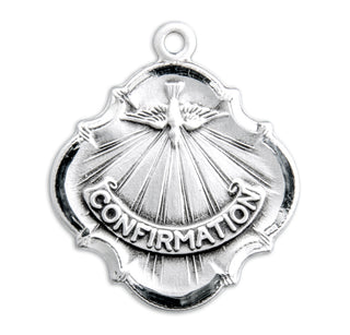 3/4-inch Sterling Silver Confirmation 7 Gifts of the Holy Spirit Medal with 18-inch Chain
