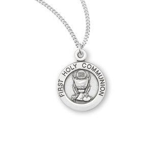3 4 Inch Round Sterling Silver First Holy Communion Medal