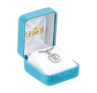 3/4-inch Round Sterling Silver First Holy Communion Medal