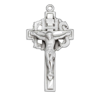 1 3/8-inch Sterling Silver Crucifix with 24-inch Chain