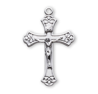 1 1/8-inch Sterling Silver Crucifix with 18-inch Chain