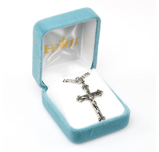 1 3/8-inch Sterling Silver Crucifix with 24-inch Chain