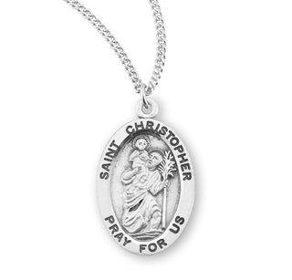 Sterling Silver Oval Saint Christopher Medal