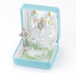 Round Clear Finest Austrian Crystal Sterling Rosary - Engravable