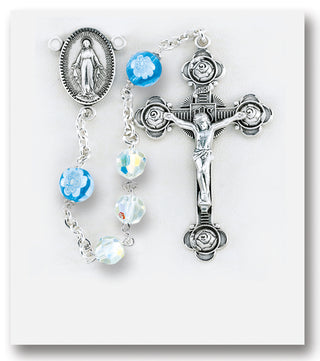 6mm Round Fuschia Finest Austrian Crystal Sterling Rosary - Engravable