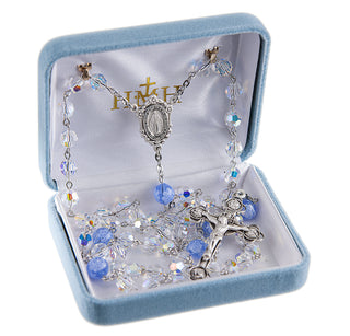 6mm Round Fuschia Finest Austrian Crystal Sterling Rosary - Engravable
