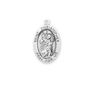 Sterling Silver Oval Shaped St. Christopher Medal
