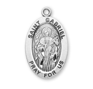 Sterling Silver Oval Shaped St. Gabriel Medal