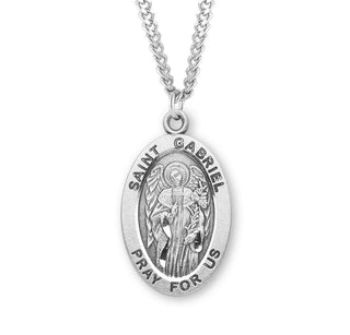 Sterling Silver Oval Shaped Saint Gabriel Medal