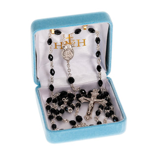 6mm Round Smoked Finest Austrian Crystal Sterling Rosary - Engravable