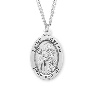 Sterling Silver Oval Shaped Saint Joseph Medal