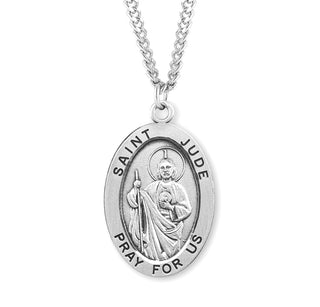 Sterling Silver Oval Shaped Saint Jude Medal