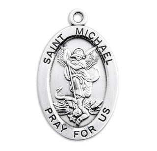 Sterling Silver Oval Shaped St. Michael Medal