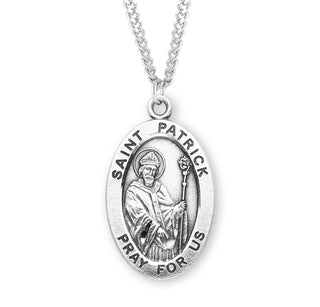 Sterling Silver Oval Shaped Saint Patrick Medal