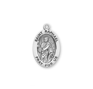 Sterling Silver Oval Shaped St. Raphael Medal
