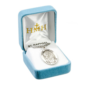 Sterling Silver Oval Shaped St. Raphael Medal