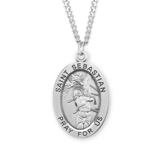 Sterling Silver Oval Shaped Saint Sebastian Medal