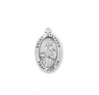 Sterling Silver Oval Shaped St. Stephen Medal