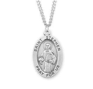 Sterling Silver Oval Shaped Saint Stephen Medal