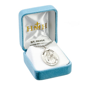 Sterling Silver Oval Shaped St. Rose Medal