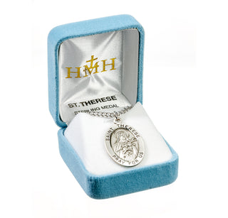 Sterling Silver Oval Shaped St. Therese Medal