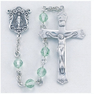 Aurora Sphere Shaped Finest Austrian Crystal Sterling Rosary - Engravable