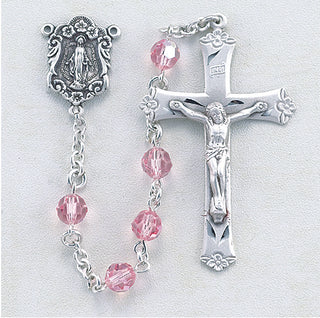 Aurora Tear Shaped Finest Austrian Crystal Sterling Rosary - Engravable