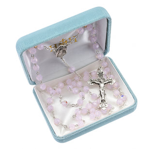 Aurora Semi Flat Finest Austrian Crystal Sterling Rosary - Engravable
