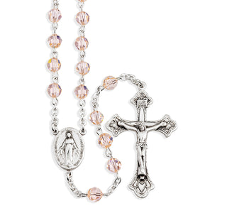 6Mm Round Silk Finest Austrian Crystal Sterling Rosary Engravable