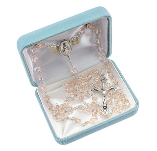 6mm Round Silk Finest Austrian Crystal Sterling Rosary - Engravable