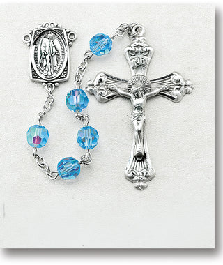 Aurora Finest Austrian Crystal Sterling Rosary - Engravable