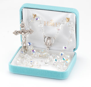 7mm Finest Austrian Crystal and Venetian Glass Sterling Rosary - Engravable