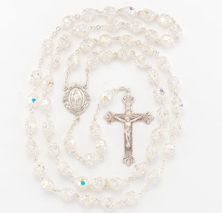 Double Capped Crystal Finest Austrian Crystal Sterling Rosary - Engravable
