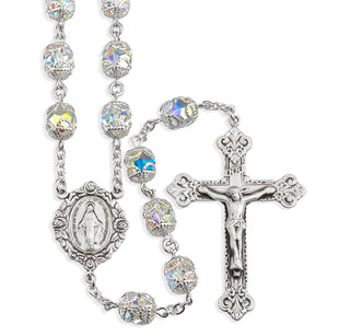 Double Capped Crystal Finest Austrian Crystal Sterling Rosary Engravable