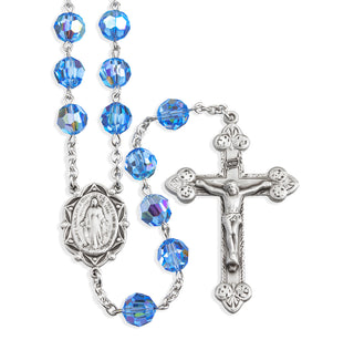 Light Sapphire Finest Austrian Crystal Sterling Rosary Engravable 2