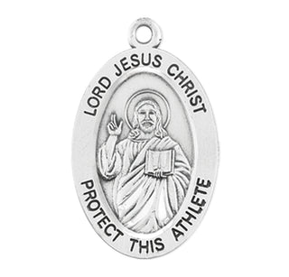 Sterling Silver Lord Jesus Protect This Athlete Medal