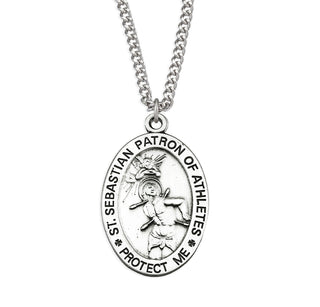 Sterling Silver Saint Sebastian Protect This Athlete Medal