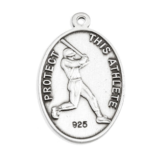 Sterling Silver St. Christopher Baseball Athlete Medal
