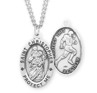 Sterling Silver Saint Christopher Football Athlete Medal