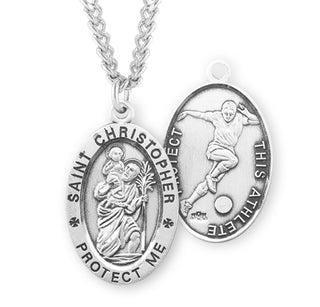 Sterling Silver Saint Christopher Soccer Athlete Medal