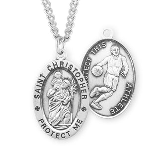 Sterling Silver Saint Christopher Basketball Athlete Medal