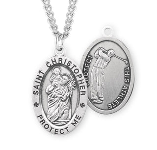 Sterling Silver Saint Christopher Golf Athlete Medal