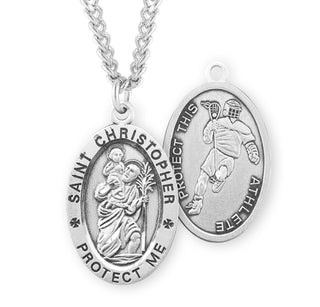Sterling Silver Saint Christopher Lacrosse Athlete Medal