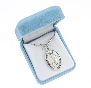 Sterling Silver St. Christopher Lacrosse Athlete Medal