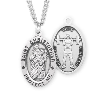 Sterling Silver Saint Christopher Weight Lifting Athlete Medal