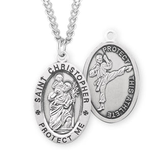 Sterling Silver Saint Christopher Martial Arts Athlete Medal