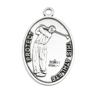 Saint Sebastian Oval Sterling Silver Golf Male Athlete Medal