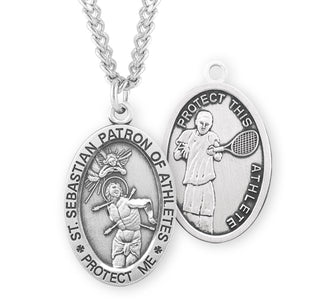 Sterling Silver Saint Sebastian Tennis Athlete Medal